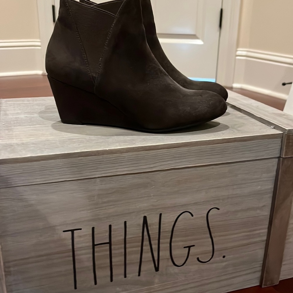 New Direction Brown Suede wedge bootie